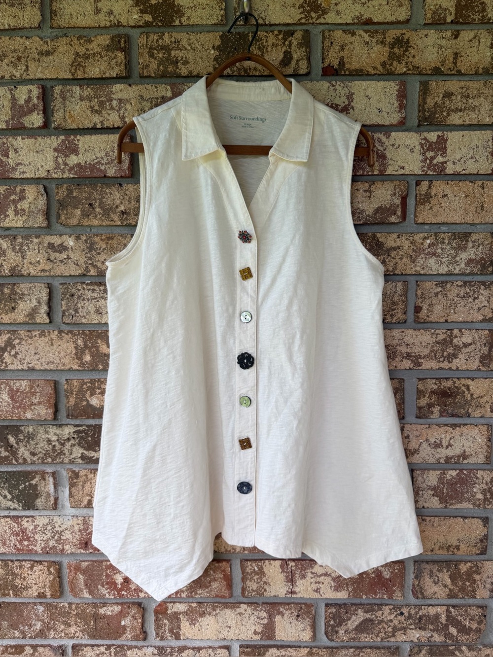 Soft Surroundings Danielle Button Sleeveless Tunic Women’s Size XL